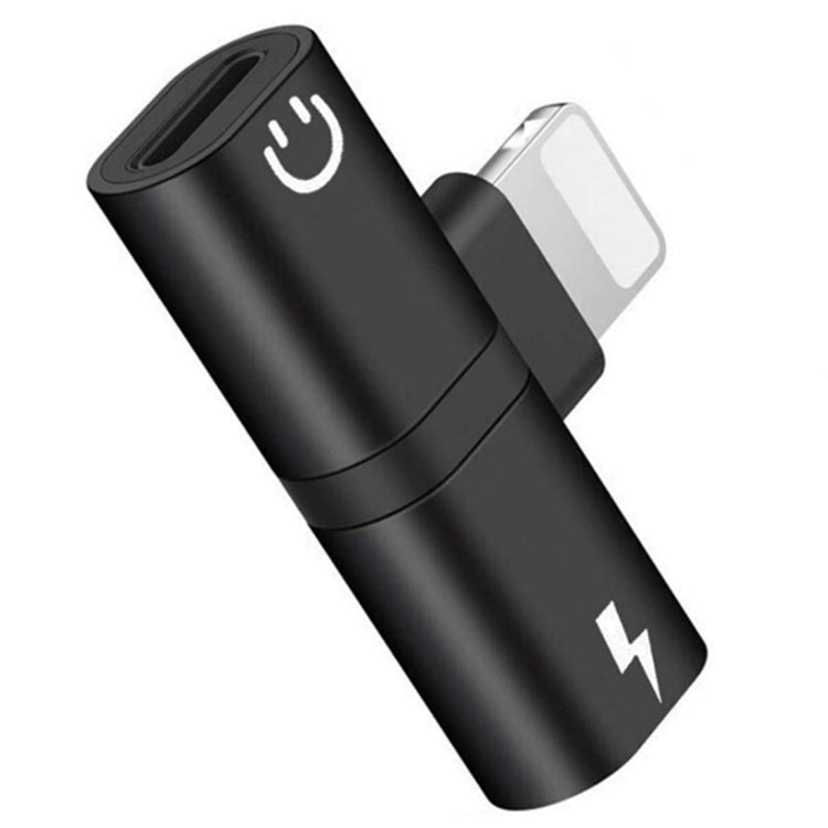 Zs-18182 2 in 1 8 Pin Male to 8 Pin Charging + 8 Pin Audio Female Connector Earphone Adapter, Supports Call & Volume Control(Black) - Earphone Adapter by PMC TechLife | Online Shopping South Africa | PMC TechLife