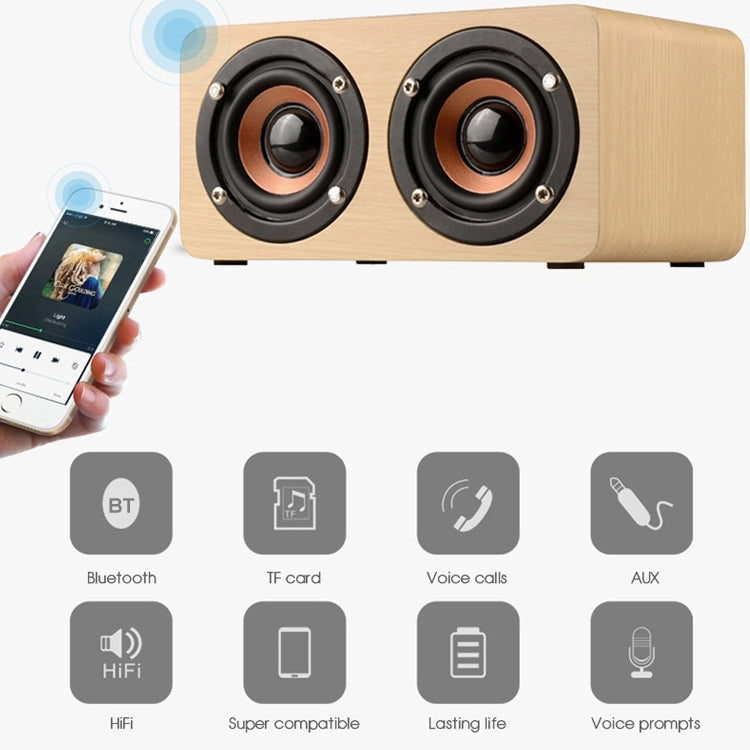 W5 Portable HiFi Shock Bass Wooden Bluetooth Speaker(Dark Brown) - Mini Speaker by PMC TechLife | Online Shopping South Africa | PMC TechLife