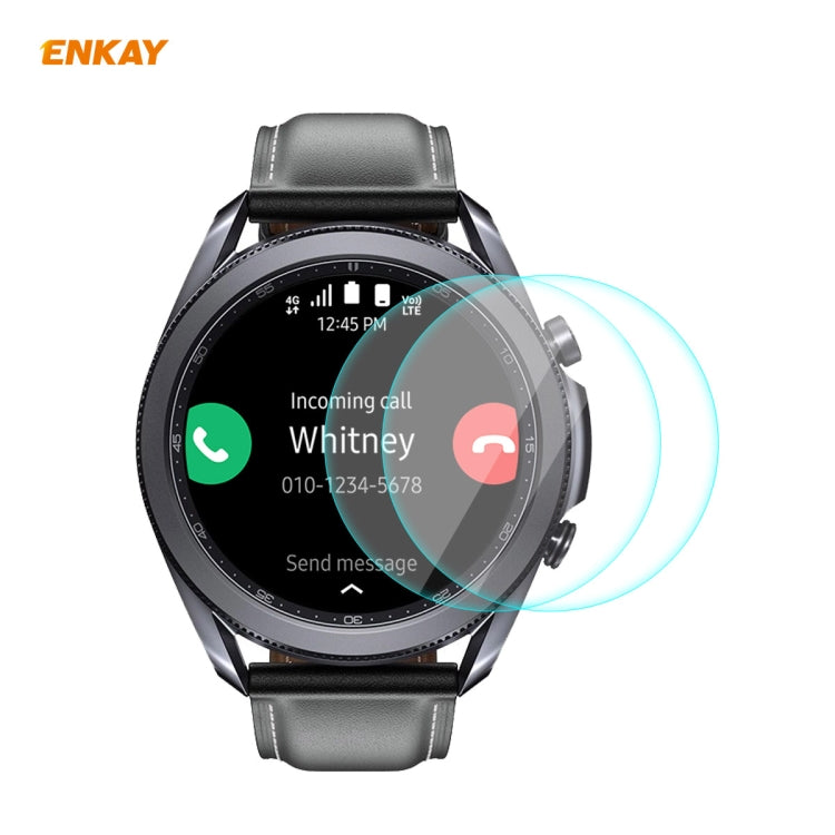 For Samsung Galaxy Watch 3 45mm 2 PCS ENKAY Hat-Prince 0.2mm 9H 2.15D Curved Edge Tempered Glass Screen Protector Watch Film - Screen Protector by ENKAY | Online Shopping South Africa | PMC TechLife | Buy Now Pay Later Mobicred