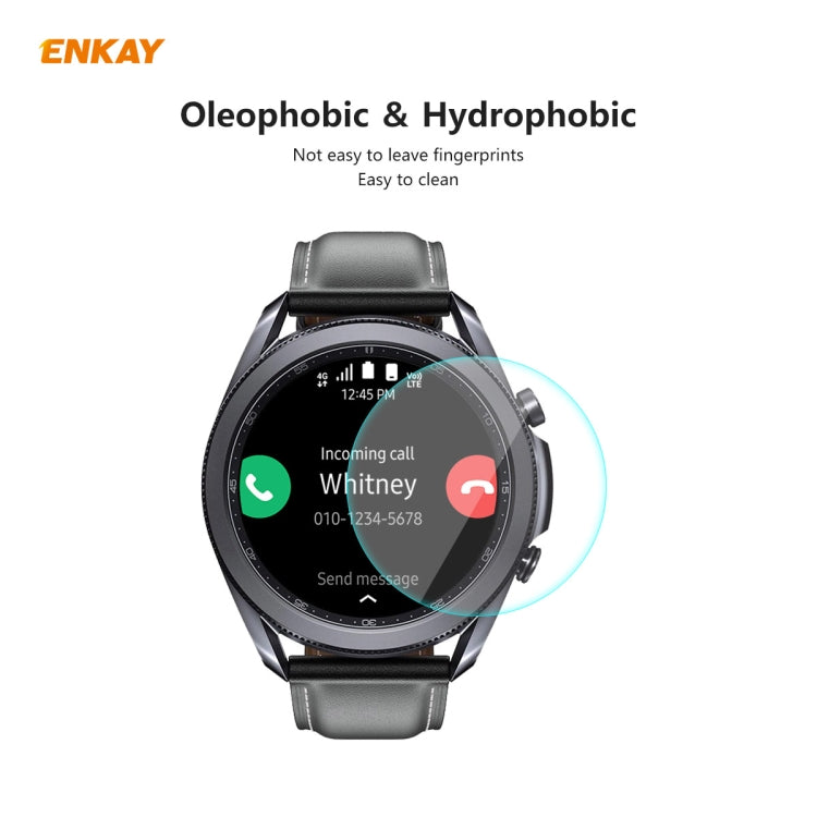 For Samsung Galaxy Watch 3 45mm 2 PCS ENKAY Hat-Prince 0.2mm 9H 2.15D Curved Edge Tempered Glass Screen Protector Watch Film - Screen Protector by ENKAY | Online Shopping South Africa | PMC TechLife | Buy Now Pay Later Mobicred