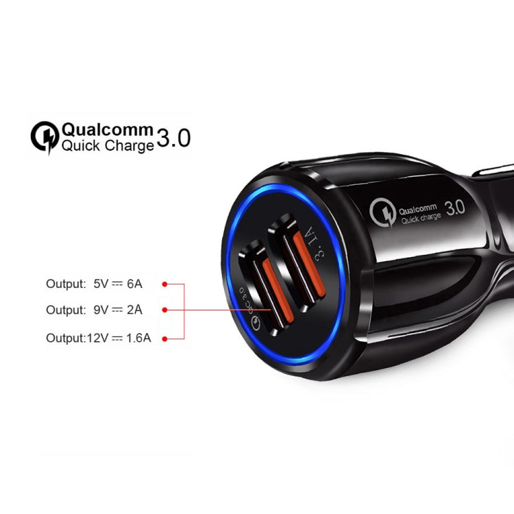 Qc3.0 Dual USB 6A Vehicle Fast Charger / Mobile Phone Tablet Fast Charging(Black) - Car Charger by PMC TechLife | Online Shopping South Africa | PMC TechLife