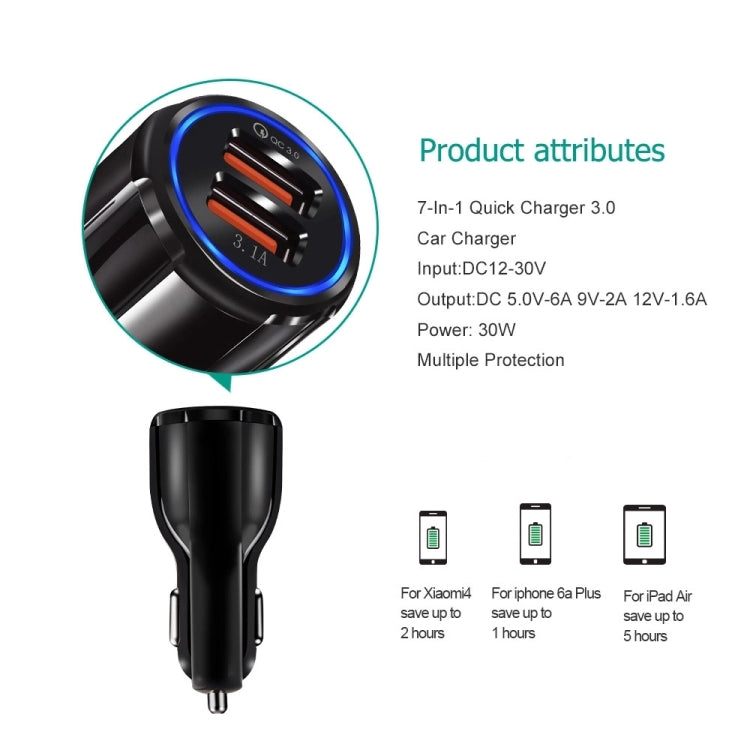 Qc3.0 Dual USB 6A Vehicle Fast Charger / Mobile Phone Tablet Fast Charging(Black) - Car Charger by PMC TechLife | Online Shopping South Africa | PMC TechLife