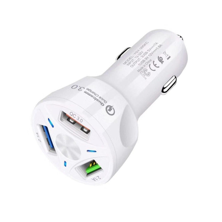 YSY-395KC QC3.0 3 USB 35W High Power Vehicle Charger / Mobile Phone Tablet Universal Vehicle Charger(White) - Car Charger by PMC TechLife | Online Shopping South Africa | PMC TechLife