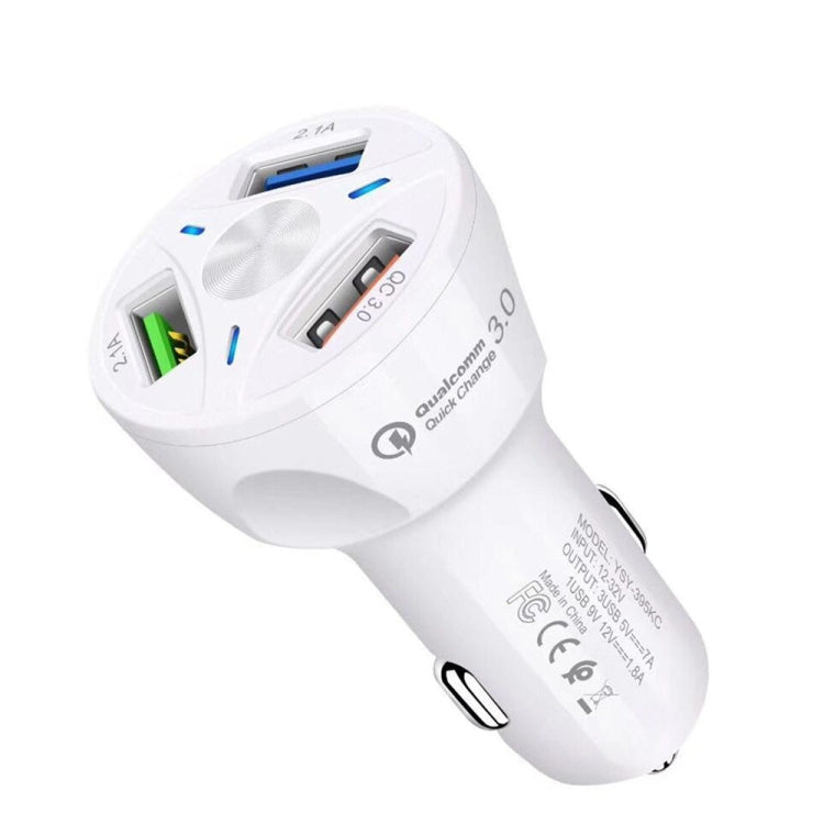 YSY-395KC QC3.0 3 USB 35W High Power Vehicle Charger / Mobile Phone Tablet Universal Vehicle Charger(White) - Car Charger by PMC TechLife | Online Shopping South Africa | PMC TechLife