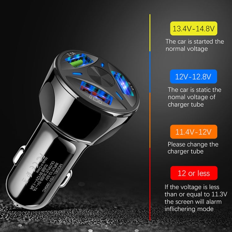 YSY-395KC QC3.0 3 USB 35W High Power Vehicle Charger / Mobile Phone Tablet Universal Vehicle Charger(White) - Car Charger by PMC TechLife | Online Shopping South Africa | PMC TechLife