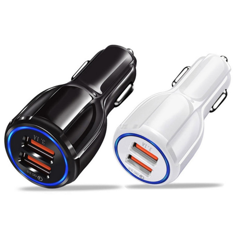 Qc3.0 Dual USB Car Charger + Micro USB Fast Charging Cable Car Charging Kit(White) - Car Charger by PMC TechLife | Online Shopping South Africa | PMC TechLife