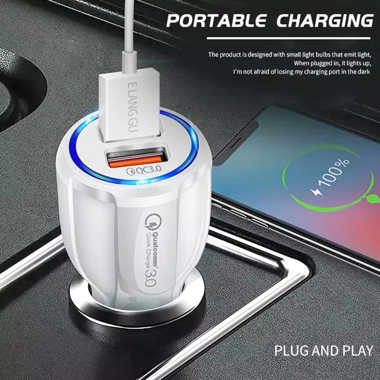 LZ-681 QC3.0 Dual USB Car Charging + Type-C Fast Charging Cable Car Charging Kit(White) - Car Charger by PMC TechLife | Online Shopping South Africa | PMC TechLife