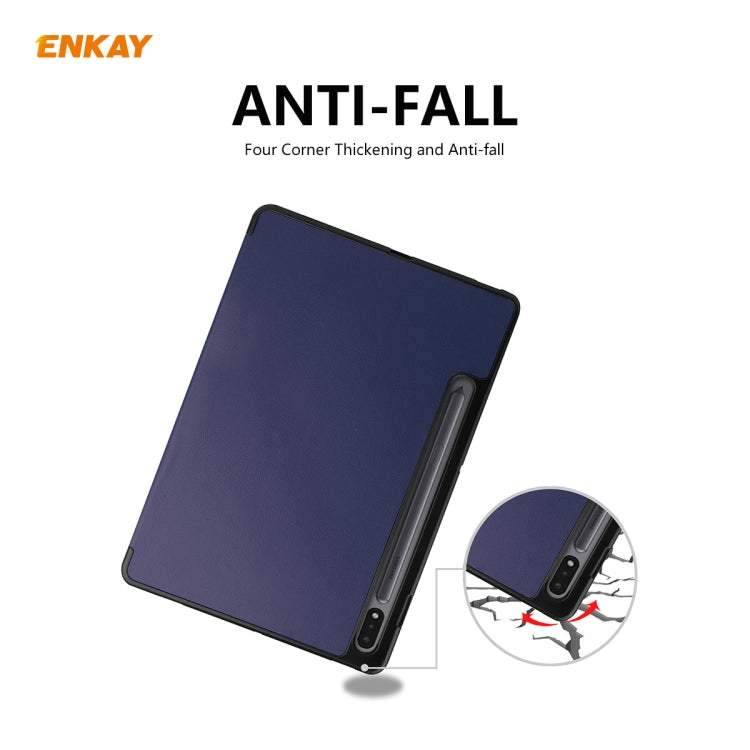 ENKAY ENK-8011 PU Leather + TPU Smart Case with Pen Slot for Samsung Galaxy Tab S8 / Galaxy Tab S7 11.0 T870 / T875(Dark Blue) - free shipping - PMC TechLife - Order now!