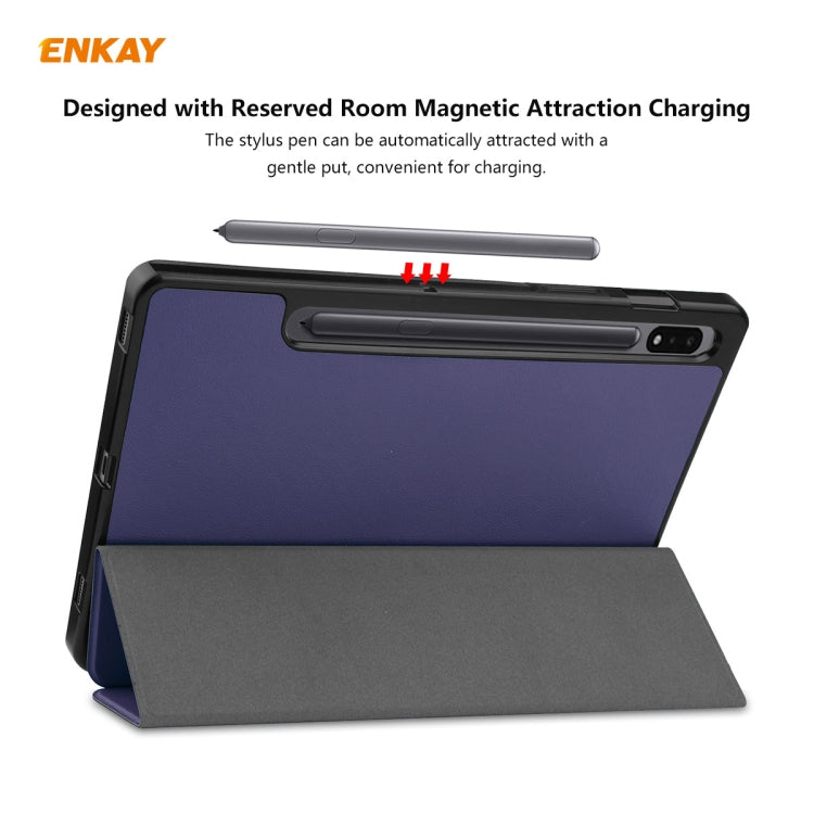 ENKAY ENK-8011 PU Leather + TPU Smart Case with Pen Slot for Samsung Galaxy Tab S8 / Galaxy Tab S7 11.0 T870 / T875(Dark Blue) - free shipping - PMC TechLife - Order now!