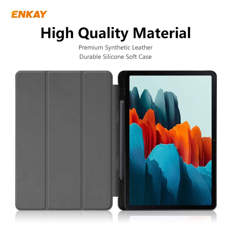 ENKAY ENK-8011 PU Leather + TPU Smart Case with Pen Slot for Samsung Galaxy Tab S8 / Galaxy Tab S7 11.0 T870 / T875(Dark Blue) - free shipping - PMC TechLife - Order now!