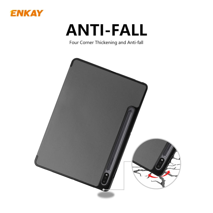 ENKAY ENK-8011 PU Leather + TPU Smart Case with Pen Slot for Samsung Galaxy Tab S8 / Galaxy Tab S7 11.0 T870 / T875(Grey) - Galaxy Tab S8 Cases by ENKAY | Online Shopping South Africa | PMC TechLife | Buy Now Pay Later Mobicred