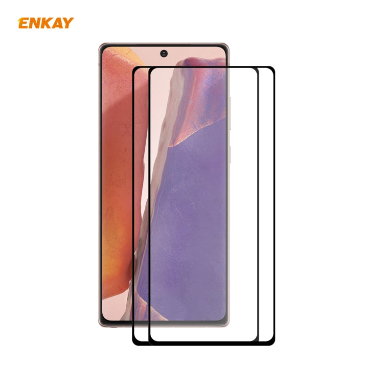 For Samsung Galaxy Note20 2pcs ENKAY Full Glue 0.2mm 9H 2.5D Tempered Glass Full Film, Support Fingerprint Unlock - Galaxy Tempered Glass by ENKAY | Online Shopping South Africa | PMC TechLife | Buy Now Pay Later Mobicred