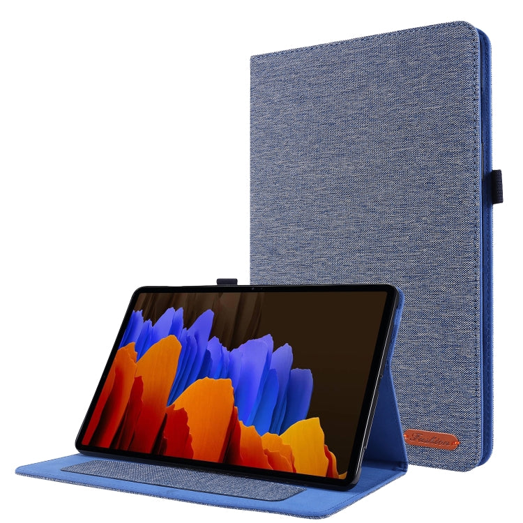 For Samsung Galaxy Tab S8 / Galaxy Tab S7 T870/T875 Horizontal Flip TPU + Fabric PU Leather Protective Case with Card Slots & Holder(DeepBlue) - free shipping - PMC TechLife - Order now!