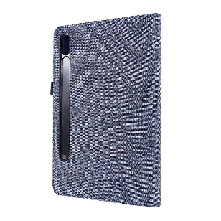 For Samsung Galaxy Tab S8 / Galaxy Tab S7 T870/T875 Horizontal Flip TPU + Fabric PU Leather Protective Case with Card Slots & Holder(DeepBlue) - free shipping - PMC TechLife - Order now!