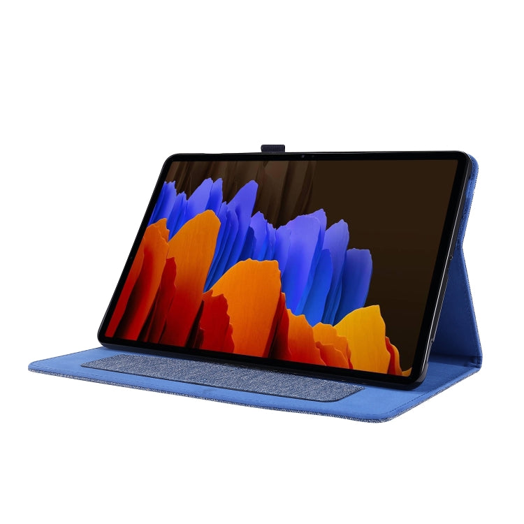 For Samsung Galaxy Tab S8 / Galaxy Tab S7 T870/T875 Horizontal Flip TPU + Fabric PU Leather Protective Case with Card Slots & Holder(DeepBlue) - free shipping - PMC TechLife - Order now!