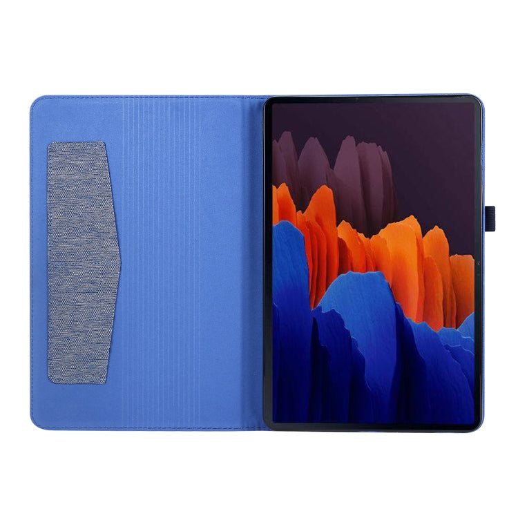 For Samsung Galaxy Tab S8 / Galaxy Tab S7 T870/T875 Horizontal Flip TPU + Fabric PU Leather Protective Case with Card Slots & Holder(DeepBlue) - free shipping - PMC TechLife - Order now!