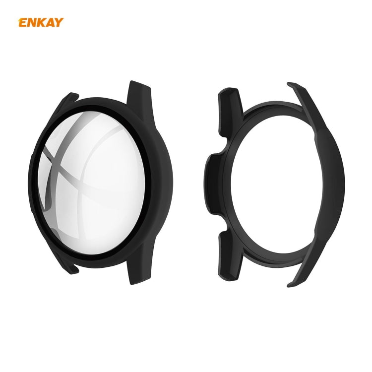 For Huawei Watch GT 2 46mm ENKAY Hat-Prince ENK-AC8202 Full Coverage PC Frosted Case + 9H Tempered Glass Protector(Black) - Watch Cases by ENKAY | Online Shopping South Africa | PMC TechLife | Buy Now Pay Later Mobicred