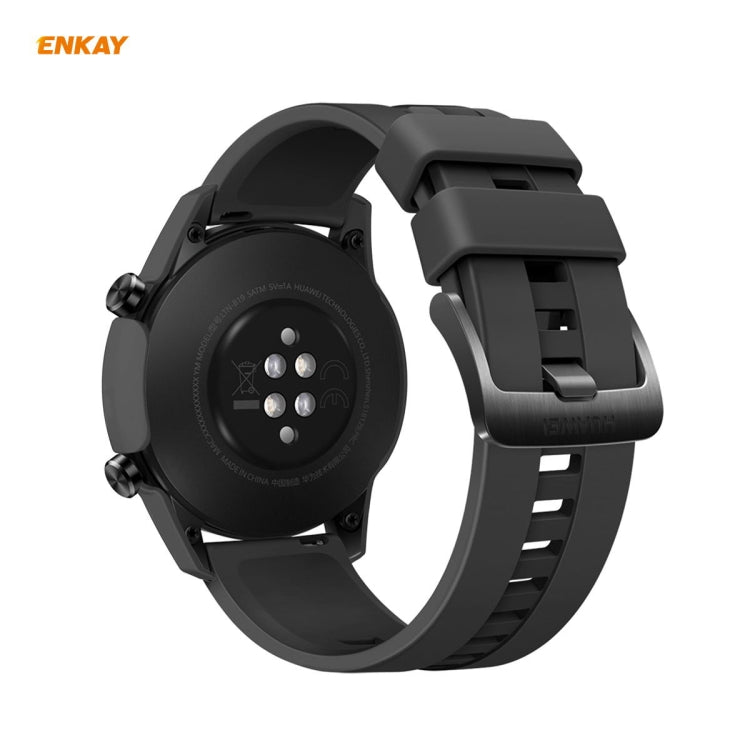 For Huawei Watch GT 2 42mm ENKAY Hat-Prince ENK-AC8201 Full Coverage PC Frosted Case + 9H Tempered Glass Protector(Black) - Watch Cases by ENKAY | Online Shopping South Africa | PMC TechLife | Buy Now Pay Later Mobicred