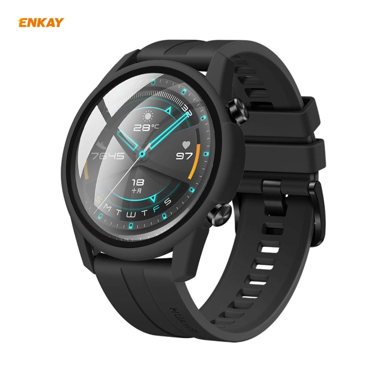 For Huawei Watch GT 2 42mm ENKAY Hat-Prince ENK-AC8201 Full Coverage PC Frosted Case + 9H Tempered Glass Protector(Green) - Watch Cases by ENKAY | Online Shopping South Africa | PMC TechLife | Buy Now Pay Later Mobicred