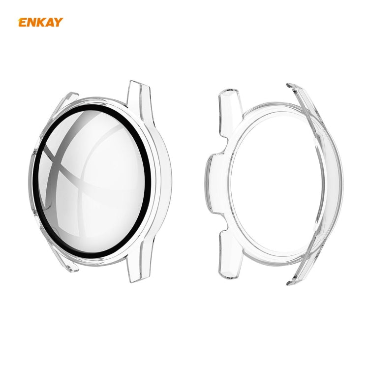 For Huawei Watch GT 2 42mm ENKAY Hat-Prince ENK-AC8201 Full Coverage PC Frosted Case + 9H Tempered Glass Protector(Transparent) - Watch Cases by ENKAY | Online Shopping South Africa | PMC TechLife | Buy Now Pay Later Mobicred