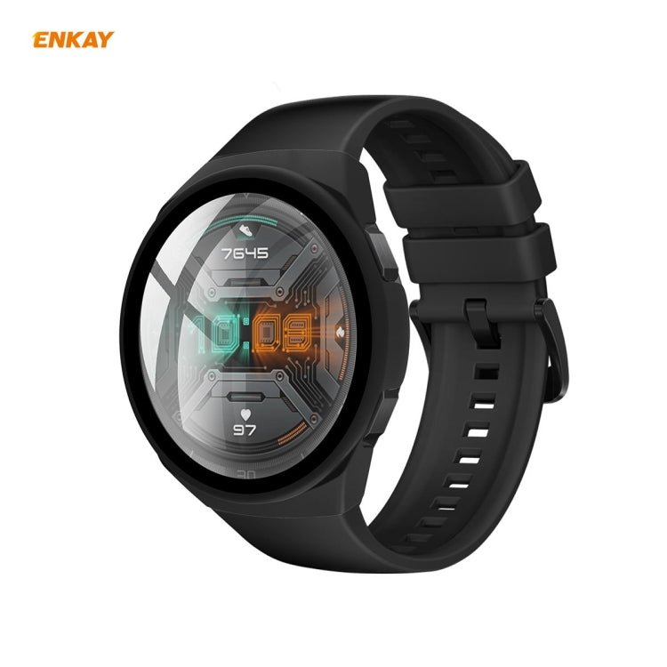 For Huawei Watch GT 2e 46mm ENKAY Hat-Prince ENK-AC8203 Full Coverage PC Frosted Case + 9H Tempered Glass Film(Pink) - Watch Cases by ENKAY | Online Shopping South Africa | PMC TechLife | Buy Now Pay Later Mobicred
