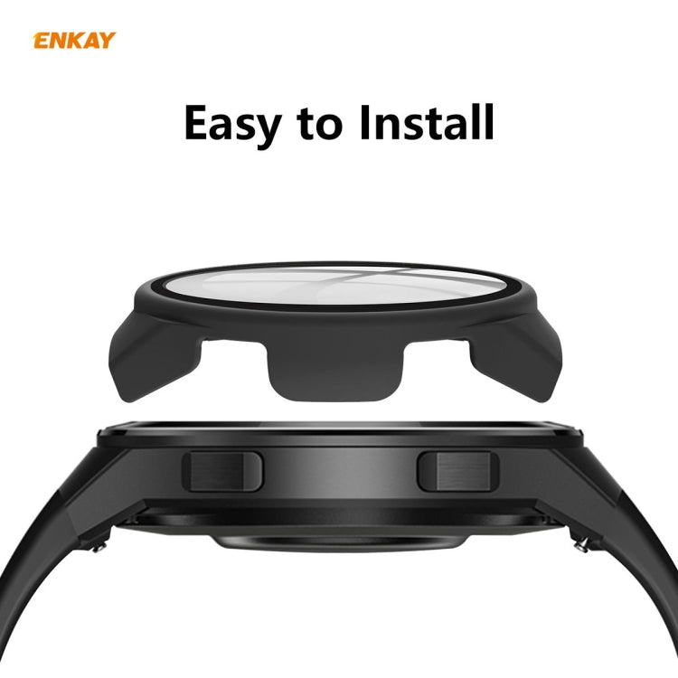 For Huawei Watch GT 2e 46mm ENKAY Hat-Prince ENK-AC8203 Full Coverage PC Frosted Case + 9H Tempered Glass Film(Green) - Watch Cases by ENKAY | Online Shopping South Africa | PMC TechLife | Buy Now Pay Later Mobicred