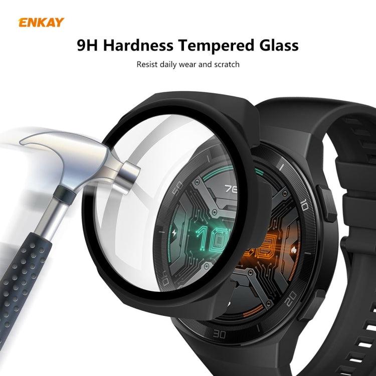 For Huawei Watch GT 2e 46mm ENKAY Hat-Prince ENK-AC8203 Full Coverage PC Frosted Case + 9H Tempered Glass Film(Transparent) - Watch Cases by ENKAY | Online Shopping South Africa | PMC TechLife | Buy Now Pay Later Mobicred