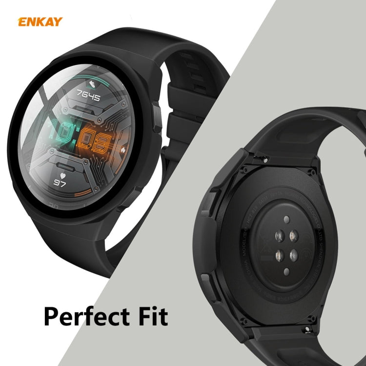 For Huawei Watch GT 2e 46mm ENKAY Hat-Prince ENK-AC8203 Full Coverage PC Frosted Case + 9H Tempered Glass Film(Transparent) - Watch Cases by ENKAY | Online Shopping South Africa | PMC TechLife | Buy Now Pay Later Mobicred