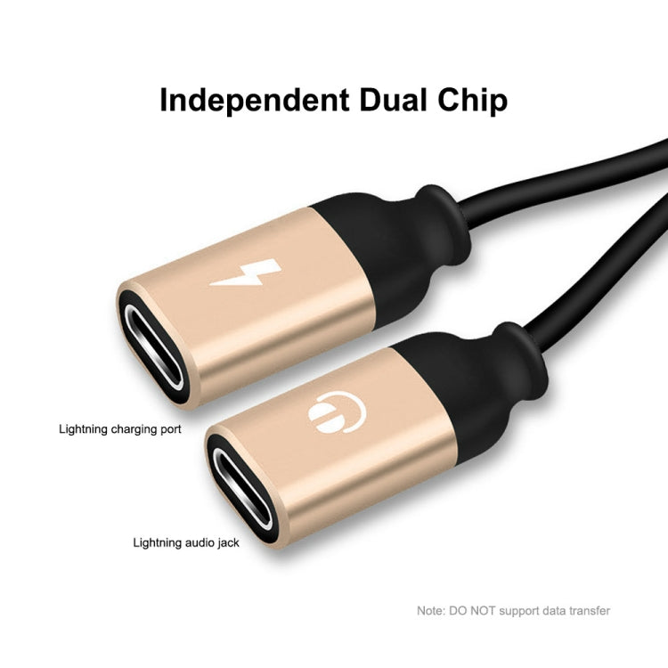 ENKAY ENK-AT104 8 Pin to Dual 8 Pin Charging Listen to Songs Aluminum Alloy Adapter Conversion Cable(Gold) - Earphone Adapter by ENKAY | Online Shopping South Africa | PMC TechLife