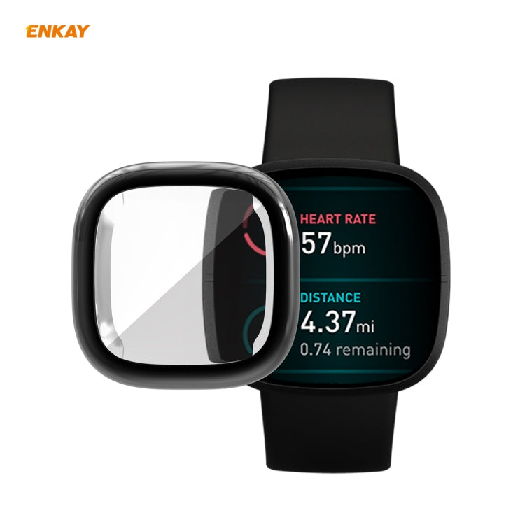 For Fitbit Versa 3 / Fitbit Sense ENKAY Hat-Prince ENK-AC8208 Full Coverage Electroplate TPU Soft Case(Black) - free shipping - PMC TechLife - Order now!