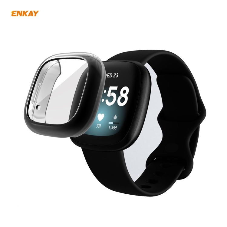 For Fitbit Versa 3 / Fitbit Sense ENKAY Hat-Prince ENK-AC8208 Full Coverage Electroplate TPU Soft Case(Black) - free shipping - PMC TechLife - Order now!