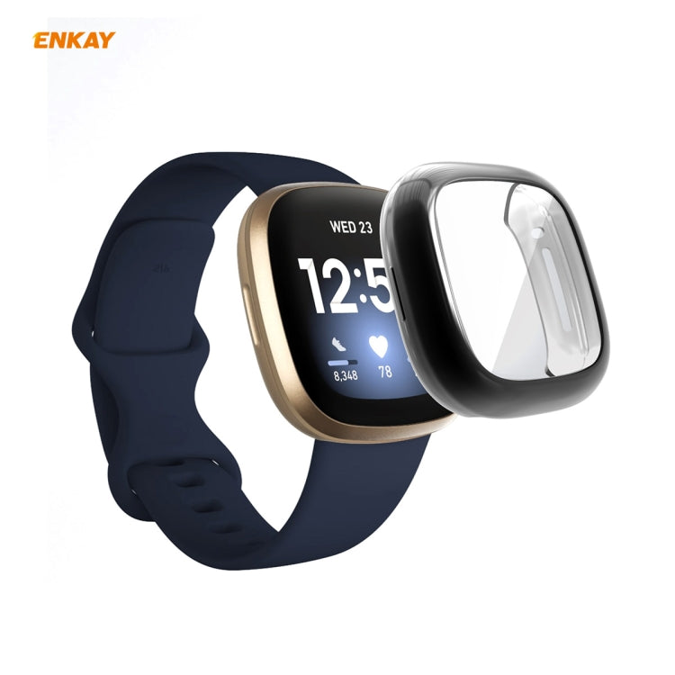 For Fitbit Versa 3 / Fitbit Sense ENKAY Hat-Prince ENK-AC8208 Full Coverage Electroplate TPU Soft Case(Black) - free shipping - PMC TechLife - Order now!