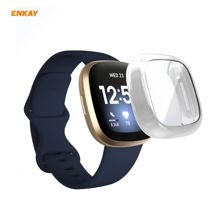 For Fitbit Versa 3 / Fitbit Sense ENKAY Hat-Prince ENK-AC8208 Full Coverage Electroplate TPU Soft Case(Silver) - Watch Cases by ENKAY | Online Shopping South Africa | PMC TechLife | Buy Now Pay Later Mobicred