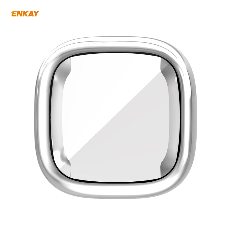 For Fitbit Versa 3 / Fitbit Sense ENKAY Hat-Prince ENK-AC8208 Full Coverage Electroplate TPU Soft Case(Silver) - Watch Cases by ENKAY | Online Shopping South Africa | PMC TechLife | Buy Now Pay Later Mobicred