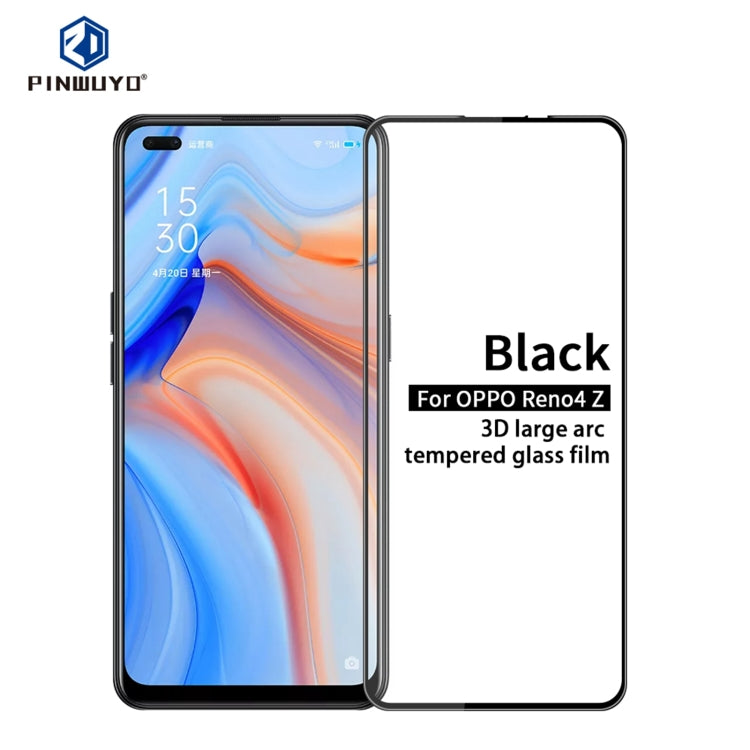 For OPPO Reno4 Z PINWUYO 9H 3D Curved Full Screen Explosion-proof Tempered Glass Film(Black) - OPPO Tempered Glass by PINWUYO | Online Shopping South Africa | PMC TechLife | Buy Now Pay Later Mobicred