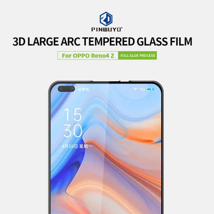 For OPPO Reno4 Z PINWUYO 9H 3D Curved Full Screen Explosion-proof Tempered Glass Film(Black) - OPPO Tempered Glass by PINWUYO | Online Shopping South Africa | PMC TechLife | Buy Now Pay Later Mobicred