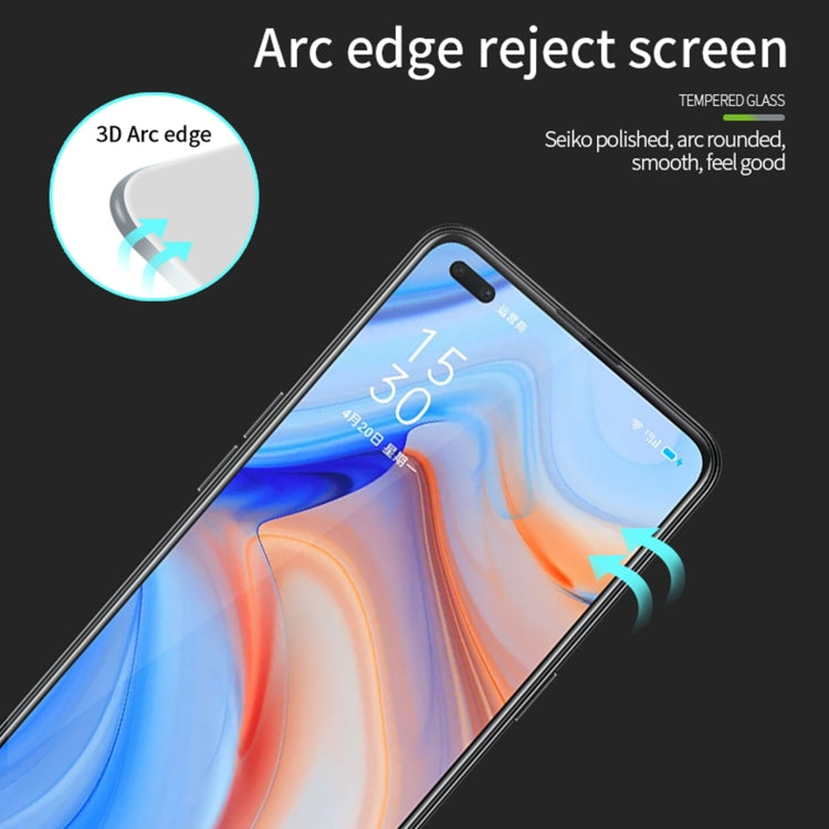For OPPO Reno4 Z PINWUYO 9H 3D Curved Full Screen Explosion-proof Tempered Glass Film(Black) - OPPO Tempered Glass by PINWUYO | Online Shopping South Africa | PMC TechLife | Buy Now Pay Later Mobicred