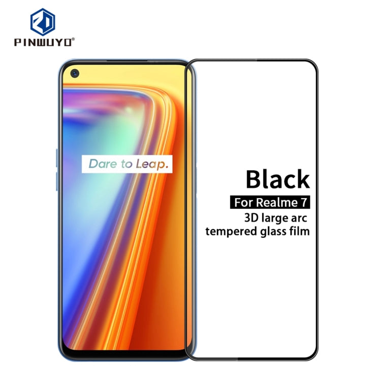 For OPPO Realme 7 PINWUYO 9H 3D Curved Full Screen Explosion-proof Tempered Glass Film(Black) - Realme Tempered Glass by PINWUYO | Online Shopping South Africa | PMC TechLife | Buy Now Pay Later Mobicred