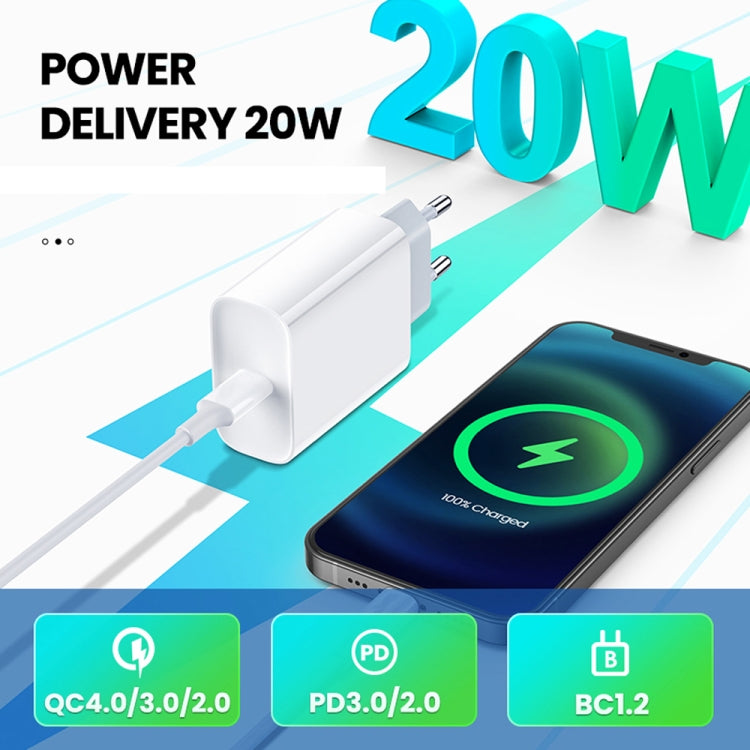 2 in 1 PD 20W Single USB-C / Type-C Port Travel Charger + 3A PD3.0 USB-C / Type-C to 8 Pin Fast Charge Data Cable Set, Cable Length: 2m, EU Plug - free shipping - PMC TechLife - Order now!