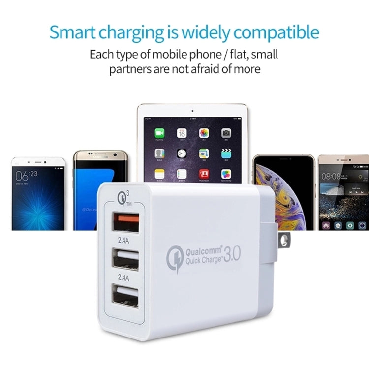 SDC-30W 2 in 1 USB to Micro USB Data Cable + 30W QC 3.0 USB + 2.4A Dual USB 2.0 Ports Mobile Phone Tablet PC Universal Quick Charger Travel Charger Set, US Plug - free shipping - PMC TechLife - Order now!