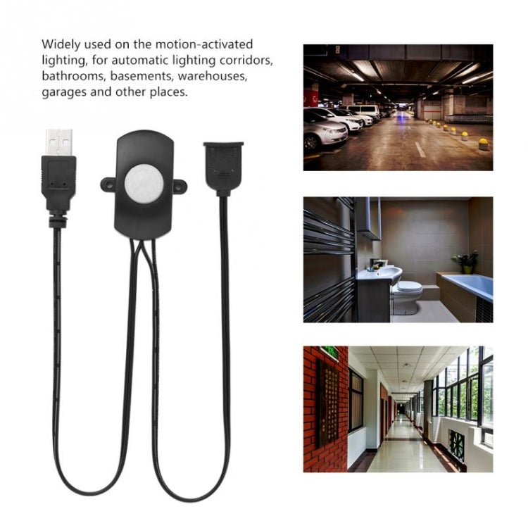 DC 5V/12V/24V USB Body Infrared PIR Motion Sensor Switch Human Motion Sensor Detector Switch For LED Light Strip(Black) - Sensor LED Lights by PMC TechLife | Online Shopping South Africa | PMC TechLife | Buy Now Pay Later Mobicred