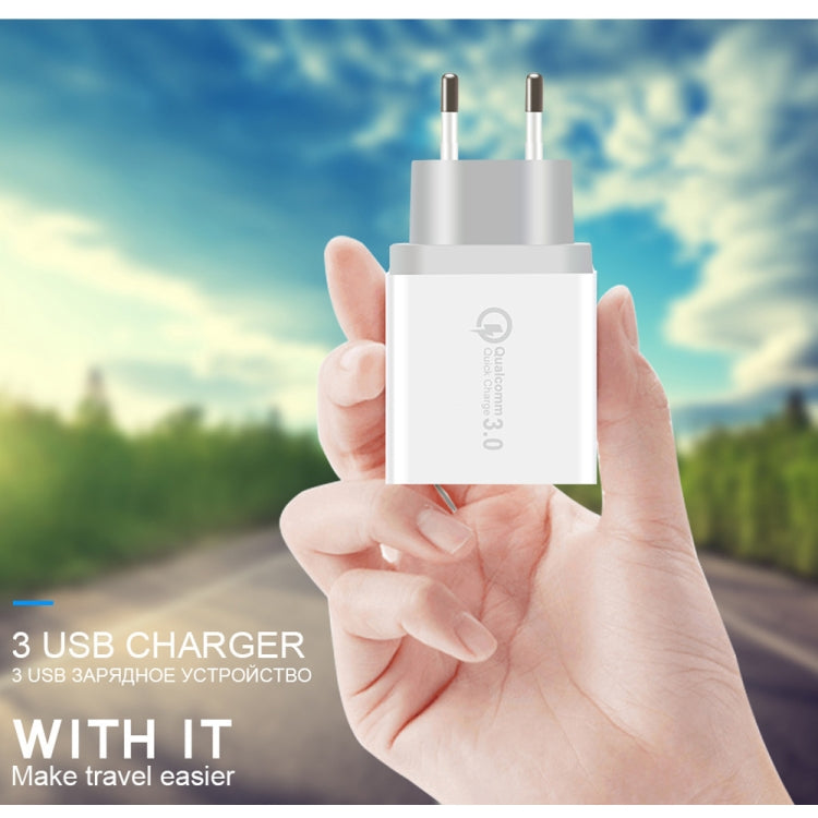 SDC-30W 2 in 1 USB to USB-C / Type-C Data Cable + 30W QC 3.0 USB + 2.4A Dual USB 2.0 Ports Mobile Phone Tablet PC Universal Quick Charger Travel Charger Set, EU Plug - free shipping - PMC TechLife - Order now!