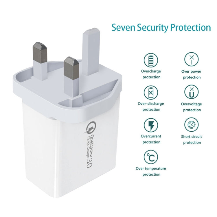 SDC-30W 2 in 1 USB to USB-C / Type-C Data Cable + 30W QC 3.0 USB + 2.4A Dual USB 2.0 Ports Mobile Phone Tablet PC Universal Quick Charger Travel Charger Set, UK Plug - USB Charger by PMC TechLife | Online Shopping South Africa | PMC TechLife
