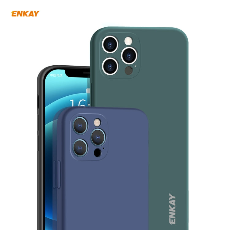 For iPhone 12 Pro Hat-Prince ENKAY ENK-PC069 Liquid Silicone Straight Edge Shockproof Protective Case(Navy Blue) - iPhone 12 / 12 Pro Cases by ENKAY | Online Shopping South Africa | PMC TechLife | Buy Now Pay Later Mobicred