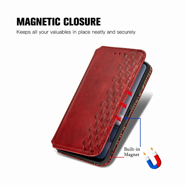 For vivo Y20 Cubic Grid Pressed Horizontal Flip Magnetic PU Leather Case with Holder & Card Slots & Wallet(Red) - free shipping - PMC TechLife - Order now!