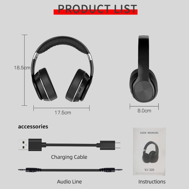 VJ320 Bluetooth 5.0 Head-mounted Foldable Wireless Headphones Support TF Card with Mic(Black) - Headset & Headphone by PMC TechLife | Online Shopping South Africa | PMC TechLife