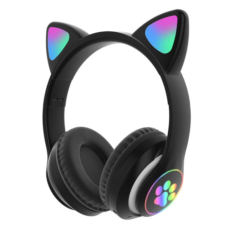 T&G TN-28 3.5mm Bluetooth 5.0 Dual Connection RGB Cat Ear Bass Stereo Noise-cancelling Headphones Support TF Card With Mic(Black) - free shipping - PMC TechLife - Order now!