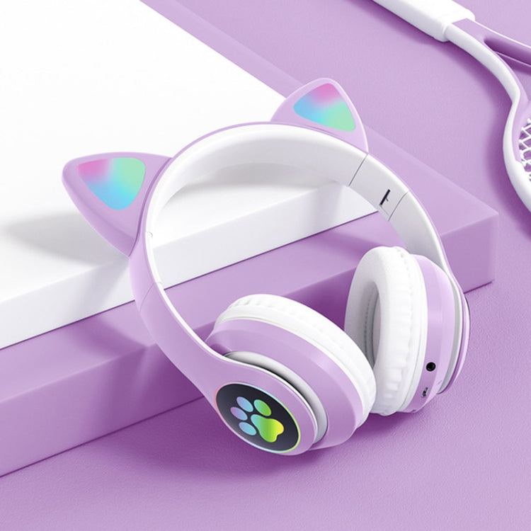 T&G TN-28 3.5mm Bluetooth 5.0 Dual Connection RGB Cat Ear Bass Stereo Noise-cancelling Headphones Support TF Card With Mic(Purple) - Headset & Headphone by T&G | Online Shopping South Africa | PMC TechLife | Buy Now Pay Later Mobicred