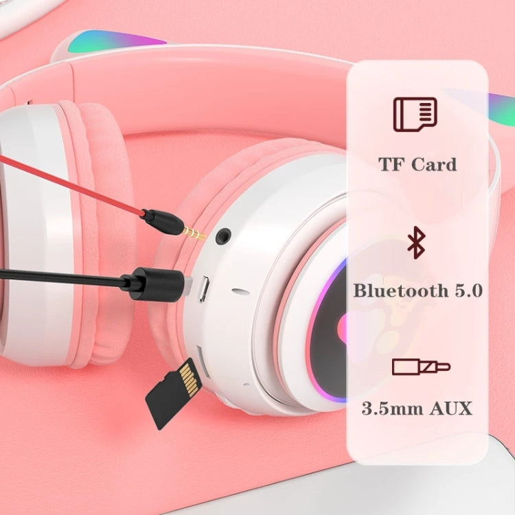 T&G TN-28 3.5mm Bluetooth 5.0 Dual Connection RGB Cat Ear Bass Stereo Noise-cancelling Headphones Support TF Card With Mic(Purple) - Headset & Headphone by T&G | Online Shopping South Africa | PMC TechLife | Buy Now Pay Later Mobicred