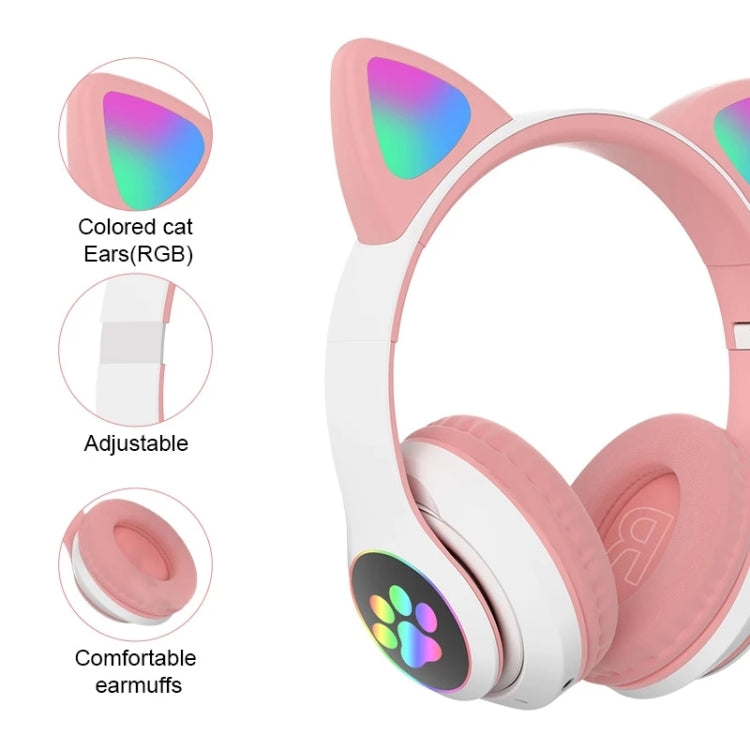 T&G TN-28 3.5mm Bluetooth 5.0 Dual Connection RGB Cat Ear Bass Stereo Noise-cancelling Headphones Support TF Card With Mic(Blue) - Headset & Headphone by T&G | Online Shopping South Africa | PMC TechLife | Buy Now Pay Later Mobicred